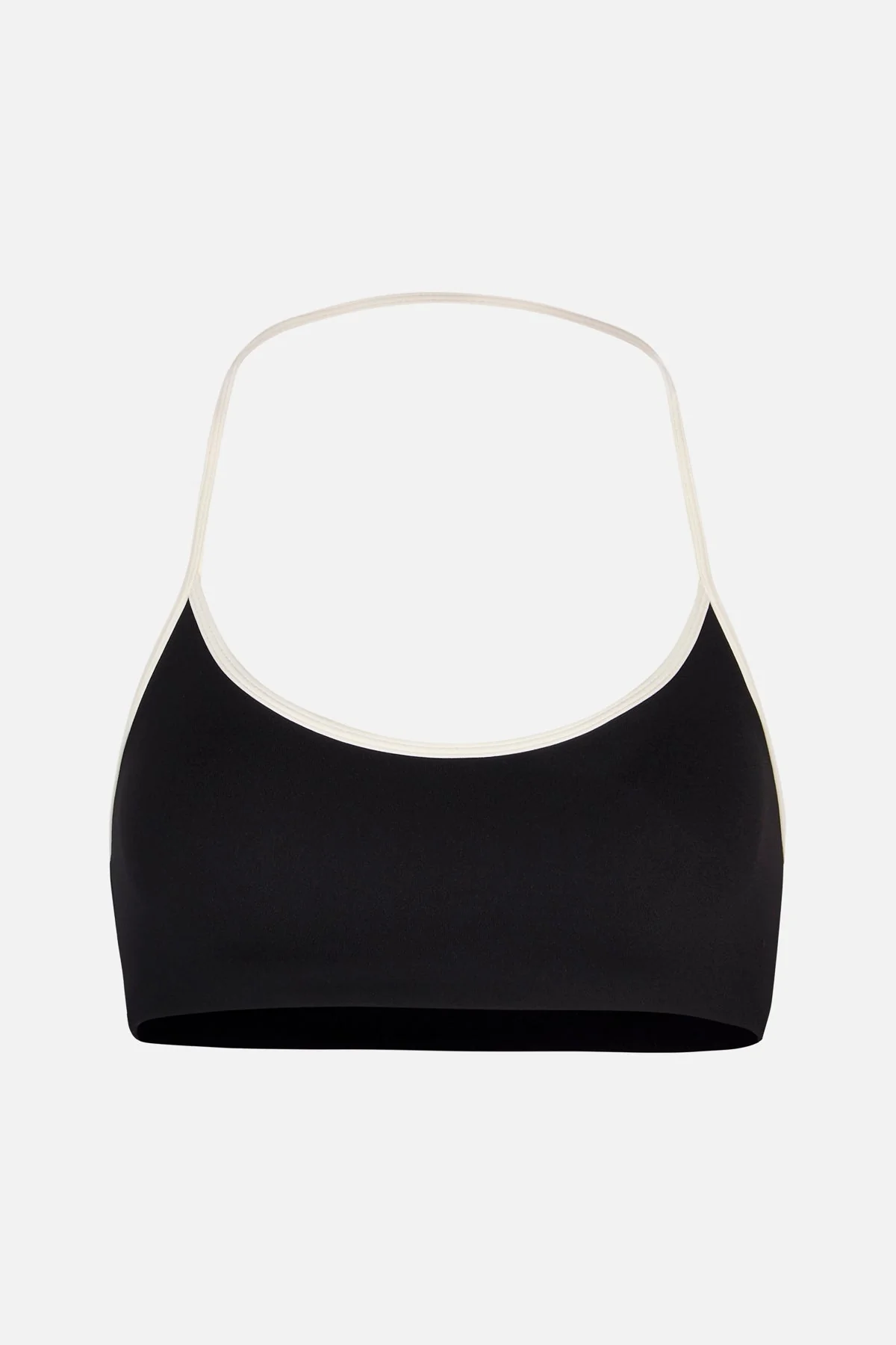 Base Contrast Trim Halter Cami Bra - Black/Tofu - Image 8