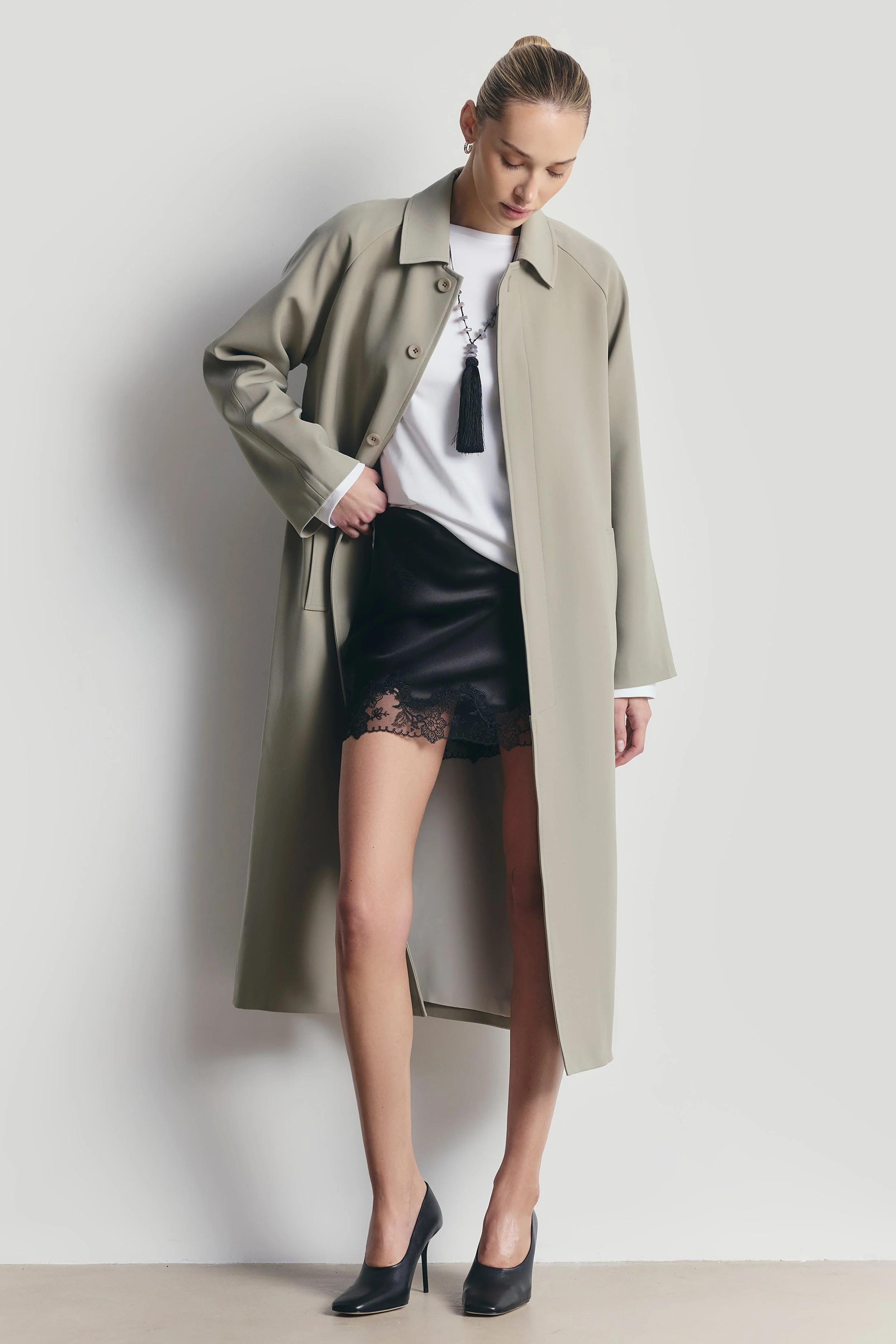 Clean Cut Longline Driving Coat - Antique Sage - Image 5