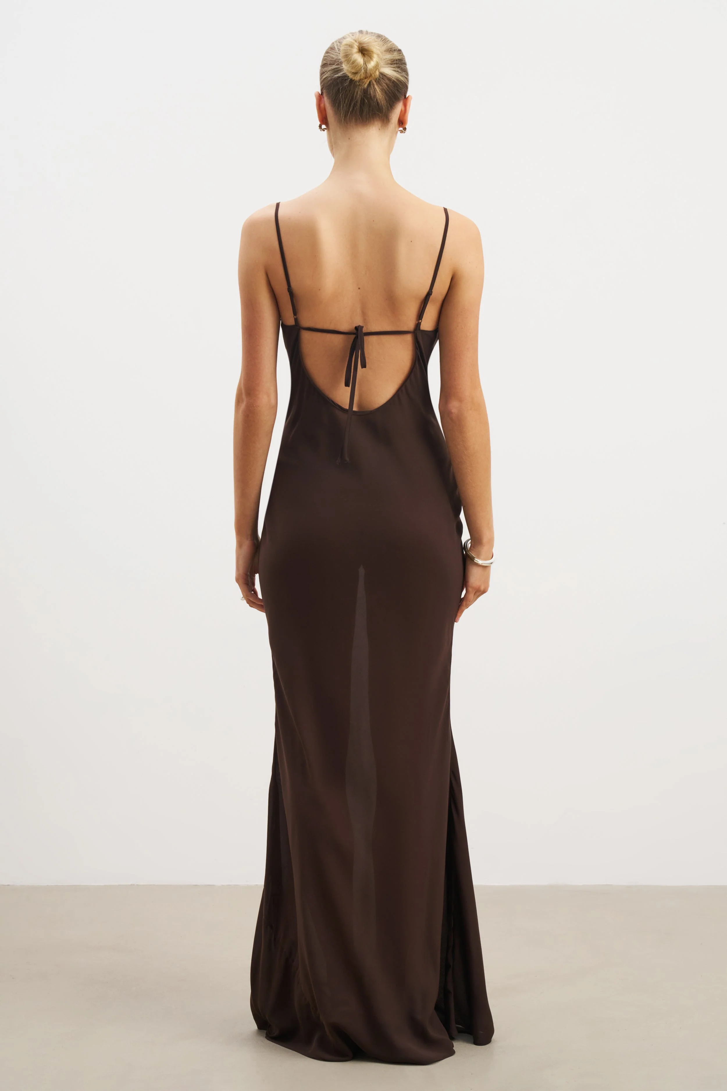 Ruched Chiffon Maxi Dress - Carob - Image 12