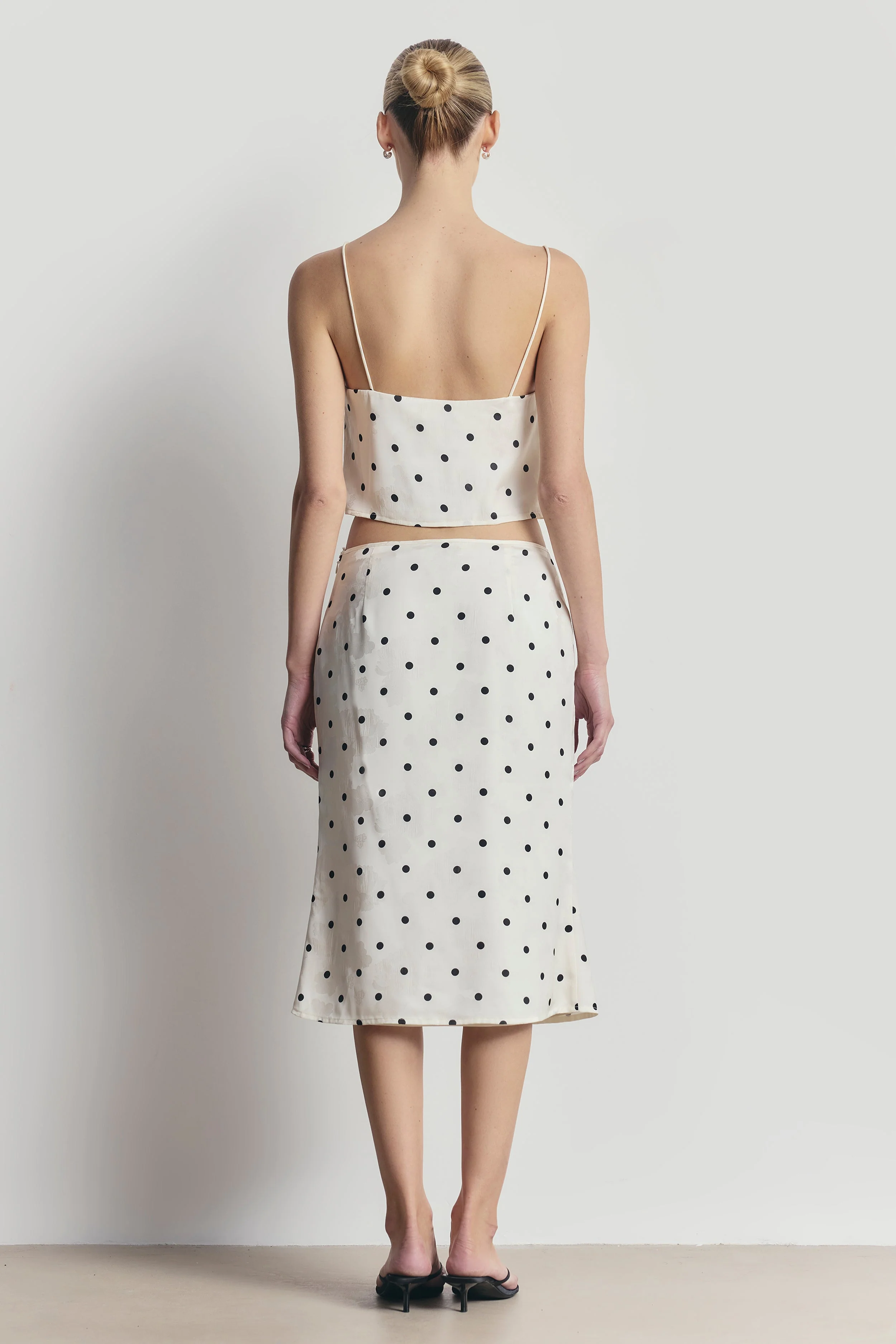 Satin Jacquard Polka Dot Camisole Top - Cream Polka Dot - Image 8